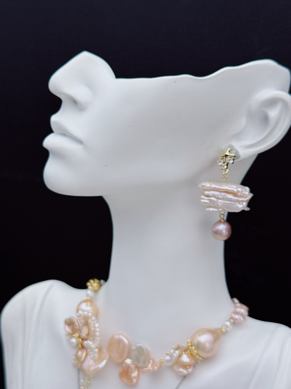 26E402 Handmade Freshwater Baroque Dangling Earrings S925 post - Picture 7 of 8